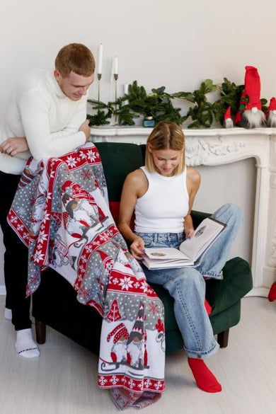 Новорічний плед в'язаний Веселі гноми ПРОВАНС, 90х130см 037813