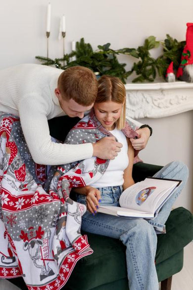 Новорічний плед в'язаний Веселі гноми ПРОВАНС, 90х130см 037813