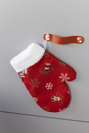 Декоративна новорічна рукавиця Дзвіночки на червоному ПРОВАНС, 26х18см 037556