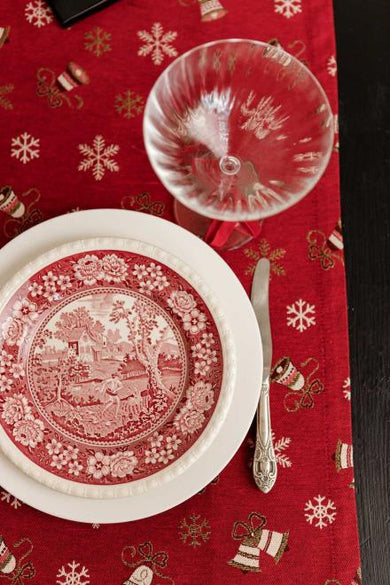 Доріжка новорічна на стіл Дзвіночки на червоному ПРОВАНС, 40х180см 036828