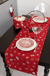 Доріжка новорічна на стіл Дзвіночки на червоному ПРОВАНС, 40х140см 036822