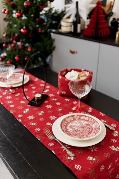 Доріжка новорічна на стіл Дзвіночки на червоному ПРОВАНС, 40х180см 036828