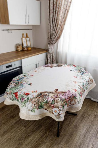 Овальна гобеленова скатертина на стiл Alicia ПРОВАНС, 135х240см 034195