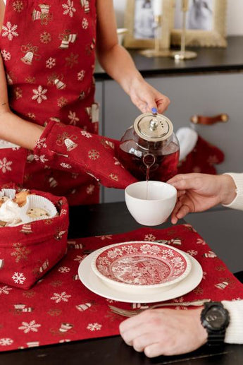 Новорічна рукавиця Дзвіночки на червоному ПРОВАНС, 32х18см 036846