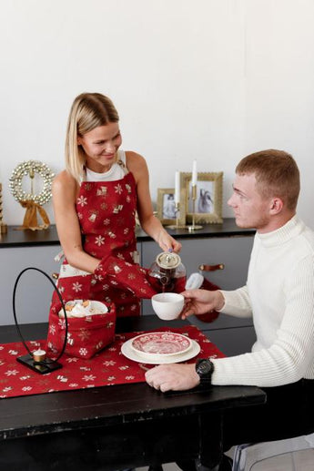 Новорічна рукавиця Дзвіночки на червоному ПРОВАНС, 32х18см 036846