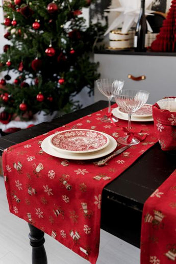 Доріжка новорічна на стіл Дзвіночки на червоному ПРОВАНС, 40х180см 036828