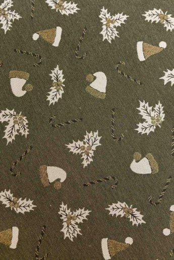 Доріжка новорічна на стіл Шапочки на зеленому ПРОВАНС, 40х140см 036820