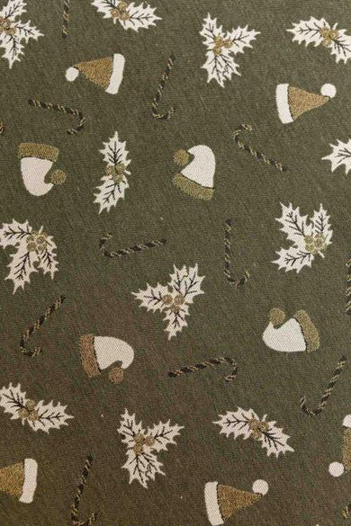 Набір новорічний рукавичка та прихватка для кухні Шапочки на зеленому ПРОВАНС, 32х20см 038519