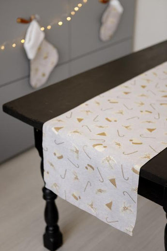 Доріжка новорічна на стіл Шапочки на бежевому ПРОВАНС, 40х140см 036818