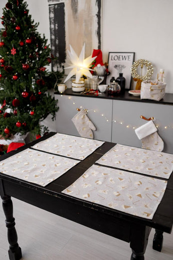 Декоративна новорічна рукавиця Шапочки на бежевому ПРОВАНС, 26х18см 037552