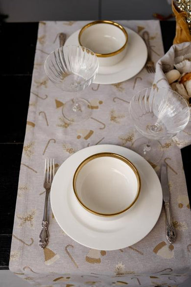 Доріжка новорічна на стіл Шапочки на бежевому ПРОВАНС, 40х140см 036818