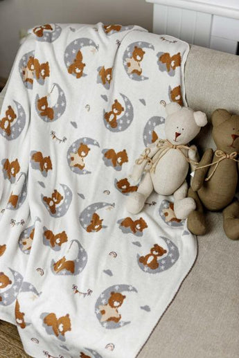 Плед дитячий в'язаний Тедді на місяці ПРОВАНС, 90х100см 033719