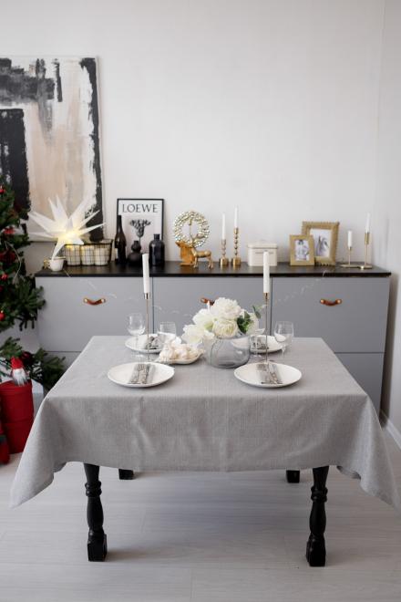 Скатертина святкова Перлина Сіра ПРОВАНС, 132х220см 037598