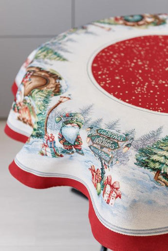 Новорічна кругла скатертина Різдвяне багаття ПРОВАНС, D180см 038396