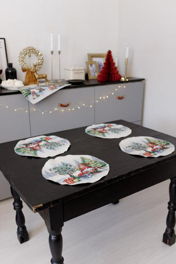 Новорічна кругла серветка Різдвяне багаття ПРОВАНС, D35см 036429