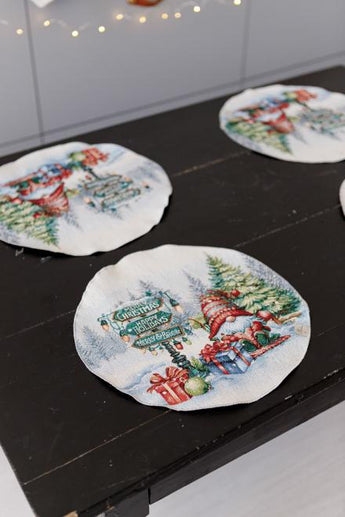 Новорічна кругла серветка Різдвяне багаття ПРОВАНС, D35см 036429