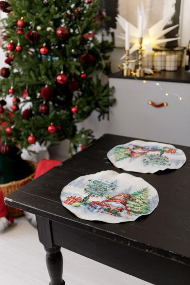 Новорічна кругла серветка Різдвяне багаття ПРОВАНС, D35см 036429