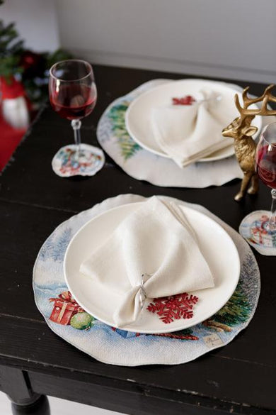 Новорічна кругла серветка Різдвяне багаття ПРОВАНС, D35см 036429