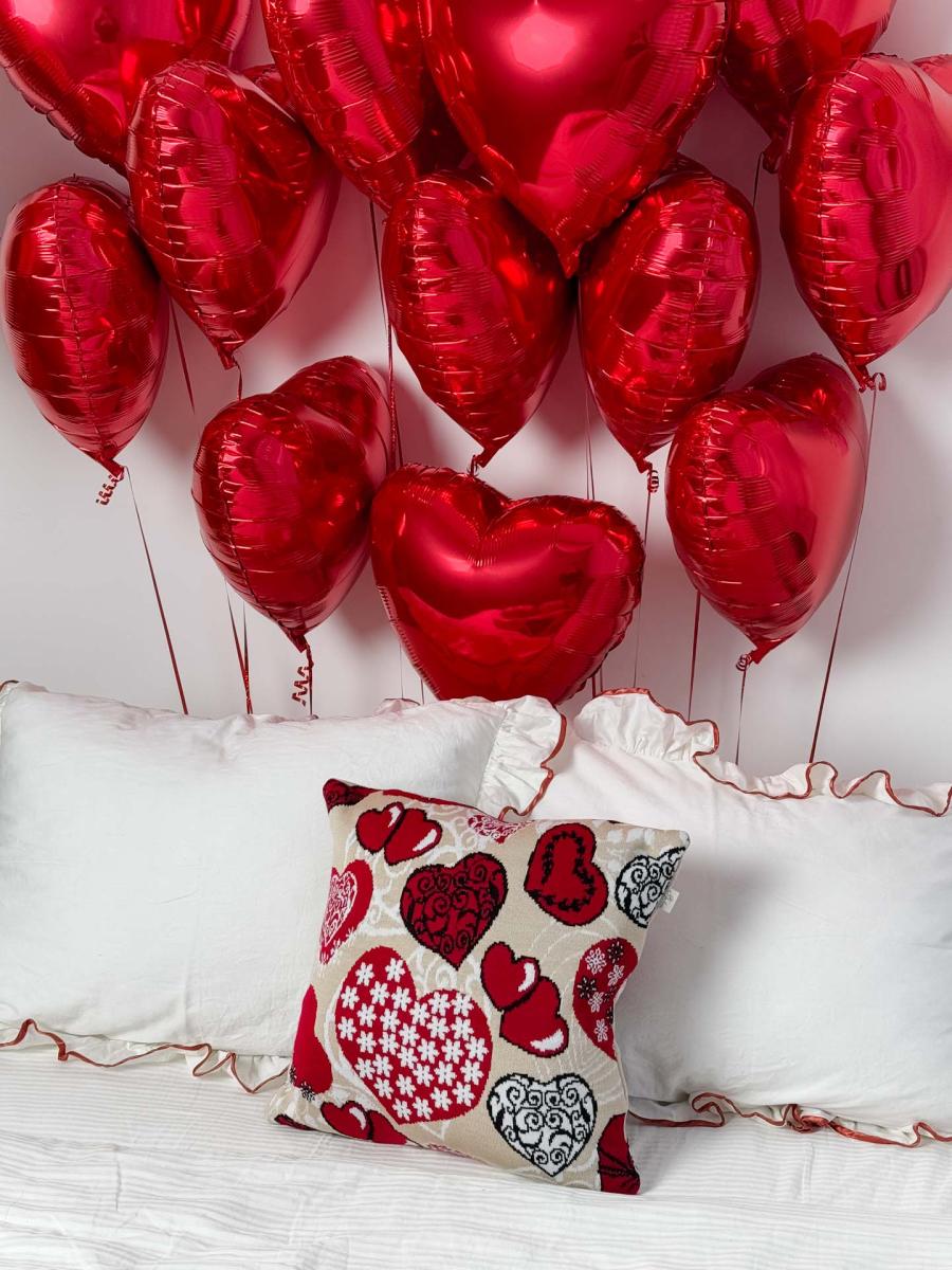 В'язана декоративна подушка Серця Love Прованс, 45х45 см