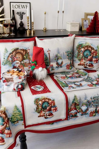 Наволочка гобеленова новорічна Гном біля синьої двері ПРОВАНС, 45х45см 037181