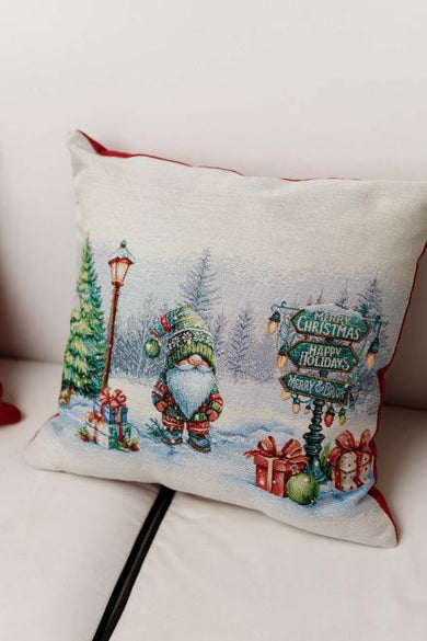 Наволочка гобеленова новорічна  Гном на перехресті ПРОВАНС, 45х45см 037083