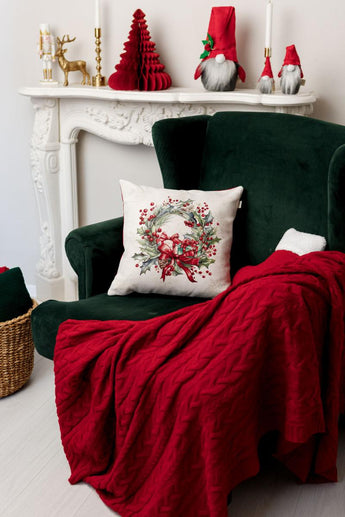 Наволочка гобеленова з велюром Снігова зима Вінок ПРОВАНС, 45х45см 037189