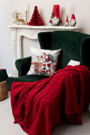 Подушка гобеленова з велюром Снігова зима Санта ПРОВАНС, 45х45см 037199