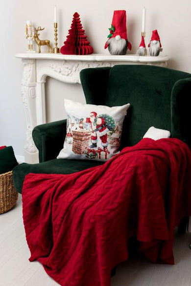 Наволочка гобеленова з велюром Снігова зима Санта ПРОВАНС, 45х45см 037193