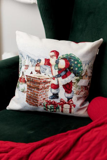 Наволочка гобеленова з велюром Снігова зима Санта ПРОВАНС, 45х45см 037193