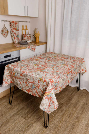 Скатертина на стіл Пташка на теракоті ПРОВАНС, 120х134см 034759
