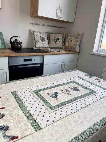Гобеленова скатертина наперон Курочки ПРОВАНС, 95x100cм 025987