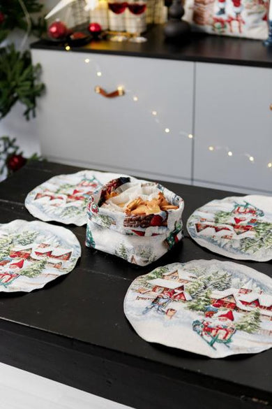 Гобеленова серветка кругла Снігова зима ПРОВАНС, D35см 036442