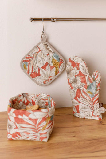 Кухонний набір рукавиця+прихватка Пташка на теракоті ПРОВАНС, 32х16см, 20х20см 034835