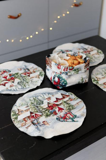 Новорічний кошик універсальний Снігова зима ПРОВАНС, 14х16х15см 037850