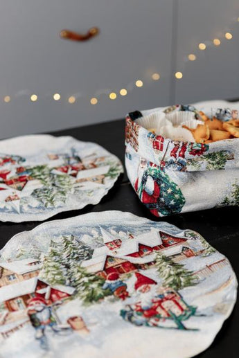 Гобеленова серветка кругла Снігова зима ПРОВАНС, D35см 036442