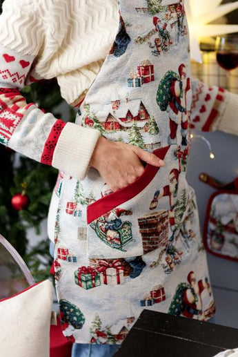 Новорічний гобеленовий фартух з велюром Снігова зима ПРОВАНС, універсальний 037848