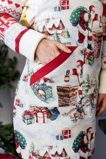 Новорічний гобеленовий фартух з велюром Снігова зима ПРОВАНС, універсальний 037848