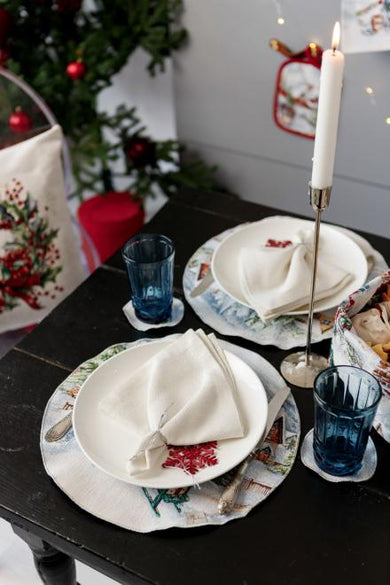 Гобеленова серветка кругла Снігова зима ПРОВАНС, D35см 036442