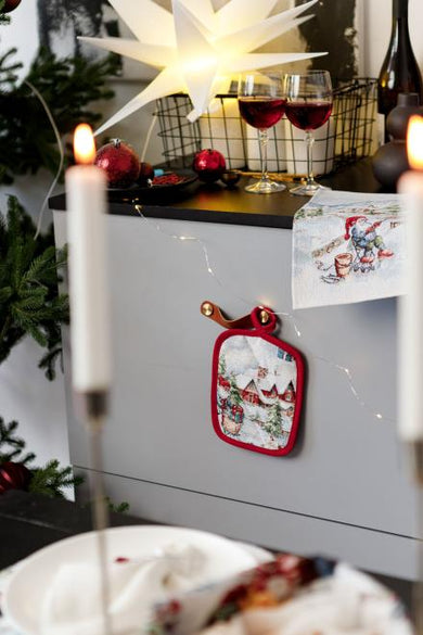 Гобеленова новорічна прихватка з велюром Снігова зима ПРОВАНС, 15х20см 037837