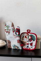 Гобеленова кухонна новорічна прихватка з велюром Санта Снігова зима ПРОВАНС, 20х20см 038050