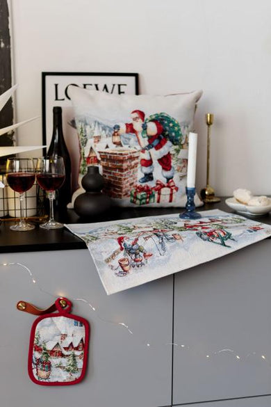 Гобеленова новорічна прихватка з велюром Снігова зима ПРОВАНС, 15х20см 037837