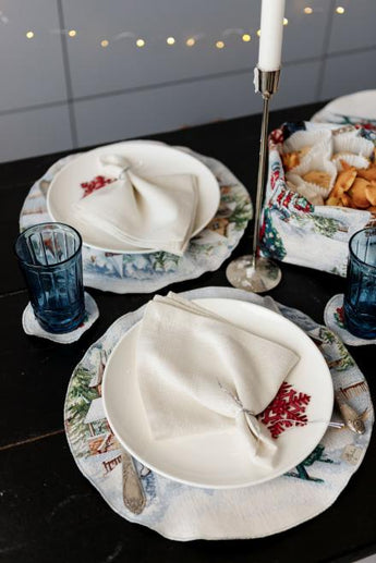 Гобеленова серветка кругла Снігова зима ПРОВАНС, D35см 036442