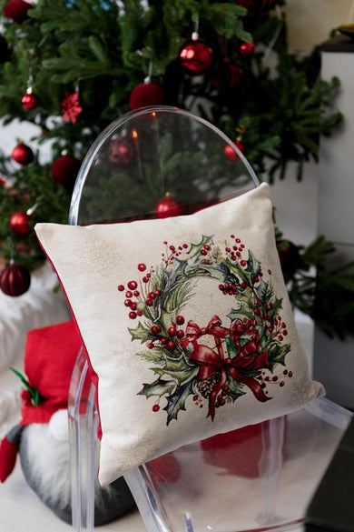 Наволочка гобеленова з велюром Снігова зима Вінок ПРОВАНС, 45х45см 037189