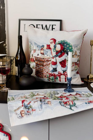 Гобеленова серветка з велюром Снігова зима ПРОВАНС, 30х50см 036440