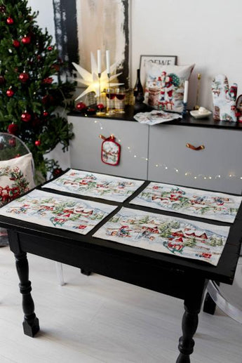 Гобеленова серветка з велюром Снігова зима ПРОВАНС, 30х50см 036440