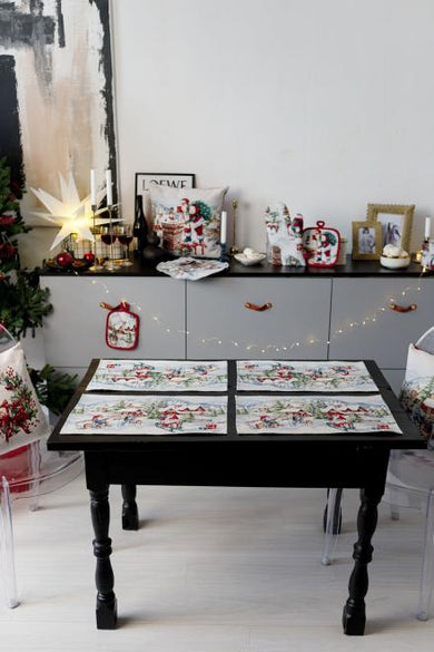 Гобеленова серветка з велюром Снігова зима ПРОВАНС, 30х50см 036440