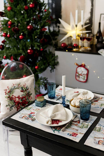 Подушка гобеленова з велюром Снігова зима Вінок ПРОВАНС, 45х45см 037195