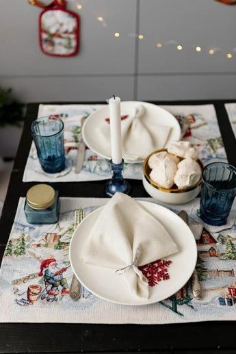 Гобеленова серветка з велюром Снігова зима ПРОВАНС, 30х50см 036440