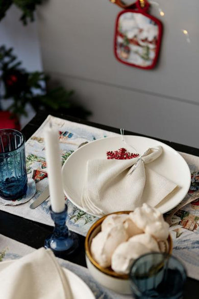 Гобеленова серветка з велюром Снігова зима ПРОВАНС, 30х50см 036440