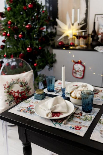 Гобеленова серветка з велюром Снігова зима ПРОВАНС, 30х50см 036440